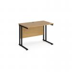 Maestro 25 straight desk 1000mm x 600mm - black cantilever leg frame and oak top