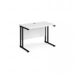 Maestro 25 straight desk 1000mm x 600mm - black cantilever leg frame, white top MC610KWH