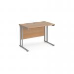 Maestro 25 straight desk 1000mm x 600mm - silver cantilever leg frame and beech top