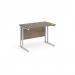 Maestro 25 straight desk 1000mm x 600mm - white cantilever leg frame, Nebraska oak top MC610WHNO