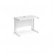 Maestro 25 straight desk 1000mm x 600mm - white cantilever leg frame, white top MC610WHWH