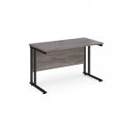 Maestro 25 straight desk 1200mm x 600mm - black cantilever leg frame and grey oak top