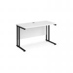 Maestro 25 straight desk 1200mm x 600mm - black cantilever leg frame, white top MC612KWH