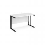 Maestro 25 straight desk 1200mm x 600mm - black cantilever leg frame, white top MC612KWH