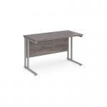 Maestro 25 straight desk 1200mm x 600mm - silver cantilever leg frame and grey oak top