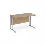 Maestro 25 straight desk 1200mm x 600mm - silver cantilever leg frame, Kendal oak top MC612SKO