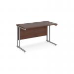 Maestro 25 straight desk 1200mm x 600mm - silver cantilever leg frame, walnut top MC612SW