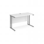 Maestro 25 straight desk 1200mm x 600mm - silver cantilever leg frame, white top MC612SWH