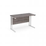 Maestro 25 straight desk 1200mm x 600mm - white cantilever leg frame, grey oak top MC612WHGO