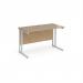 Maestro 25 straight desk 1200mm x 600mm - white cantilever leg frame, Kendal oak top MC612WHKO