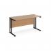 Maestro 25 straight desk 1400mm x 600mm - black cantilever leg frame, beech top MC614KB