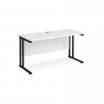 Maestro 25 straight desk 1400mm x 600mm - black cantilever leg frame and white top