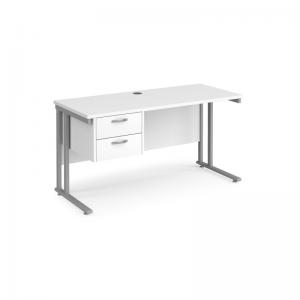 Maestro 25 straight desk 1400mm x 600mm with 2 drawer pedestal -