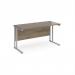 Maestro 25 straight desk 1400mm x 600mm - silver cantilever leg frame, Nebraska oak top MC614SNO