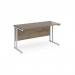 Maestro 25 straight desk 1400mm x 600mm - white cantilever leg frame, Nebraska oak top MC614WHNO