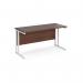 Maestro 25 straight desk 1400mm x 600mm - white cantilever leg frame, walnut top MC614WHW