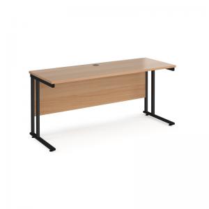 Maestro 25 straight desk 1600mm x 600mm - black cantilever leg frame,