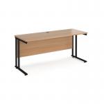 Maestro 25 straight desk 1600mm x 600mm - black cantilever leg frame and beech top