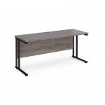 Maestro 25 straight desk 1600mm x 600mm - black cantilever leg frame and grey oak top