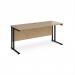 Maestro 25 straight desk 1600mm x 600mm - black cantilever leg frame, Kendal oak top MC616KKO