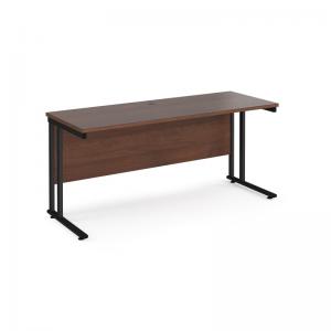 Maestro 25 straight desk 1600mm x 600mm - black cantilever leg frame,