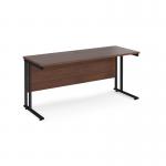 Maestro 25 straight desk 1600mm x 600mm - black cantilever leg frame and walnut top