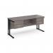 Maestro 25 straight desk 1600mm x 600mm with two x 2 drawer pedestals - black cantilever leg frame leg and grey oak top