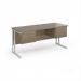 Maestro 25 straight desk 1600mm x 600mm with two x 2 drawer pedestals - white cantilever leg frame, Nebraska oak top MC616P22WHNO