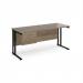 Maestro 25 straight desk 1600mm x 600mm with 2 drawer pedestal - black cantilever leg frame, Nebraska oak top MC616P2KNO