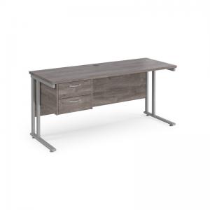 Maestro 25 straight desk 1600mm x 600mm with 2 drawer pedestal -