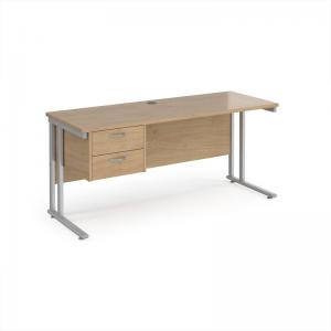 Maestro 25 straight desk 1600mm x 600mm with 2 drawer pedestal -