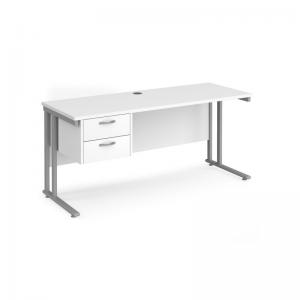 Maestro 25 straight desk 1600mm x 600mm with 2 drawer pedestal -