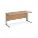 Maestro 25 straight desk 1600mm x 600mm - silver cantilever leg frame, beech top MC616SB