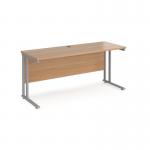 Maestro 25 straight desk 1600mm x 600mm - silver cantilever leg frame and beech top