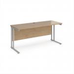 Maestro 25 straight desk 1600mm x 600mm - silver cantilever leg frame, Kendal oak top MC616SKO