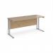 Maestro 25 straight desk 1600mm x 600mm - silver cantilever leg frame, Kendal oak top MC616SKO