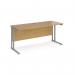 Maestro 25 straight desk 1600mm x 600mm - silver cantilever leg frame, oak top MC616SO