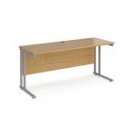 Maestro 25 straight desk 1600mm x 600mm - silver cantilever leg frame and oak top