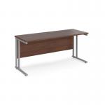 Maestro 25 SL straight desk 1600mm x 600mm - silver cantilever frame and walnut top