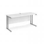 Maestro 25 straight desk 1600mm x 600mm - silver cantilever leg frame, white top MC616SWH