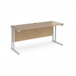 Maestro 25 straight desk 1600mm x 600mm - white cantilever leg frame, Kendal oak top MC616WHKO