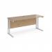 Maestro 25 straight desk 1600mm x 600mm - white cantilever leg frame, Kendal oak top MC616WHKO