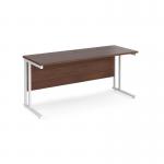 Maestro 25 straight desk 1600mm x 600mm - white cantilever leg frame and walnut top