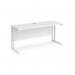 Maestro 25 straight desk 1600mm x 600mm - white cantilever leg frame, white top MC616WHWH