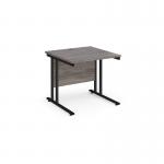 Maestro 25 straight desk 800mm x 800mm - black cantilever leg frame and grey oak top