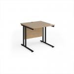 Maestro 25 straight desk 800mm x 800mm - black cantilever leg frame, Kendal oak top MC8KKO