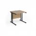 Maestro 25 straight desk 800mm x 800mm - black cantilever leg frame, Kendal oak top MC8KKO