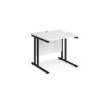 Maestro 25 straight desk 800mm x 800mm - black cantilever leg frame and white top