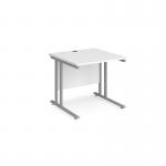Maestro 25 straight desk 800mm x 800mm - silver cantilever leg frame, white top MC8SWH