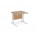 Maestro 25 straight desk 800mm x 800mm - white cantilever leg frame, beech top MC8WHB